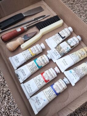 14 Pcs Bundle Of Charbonnel Etching Ink And Intaglio Printmaking Tools